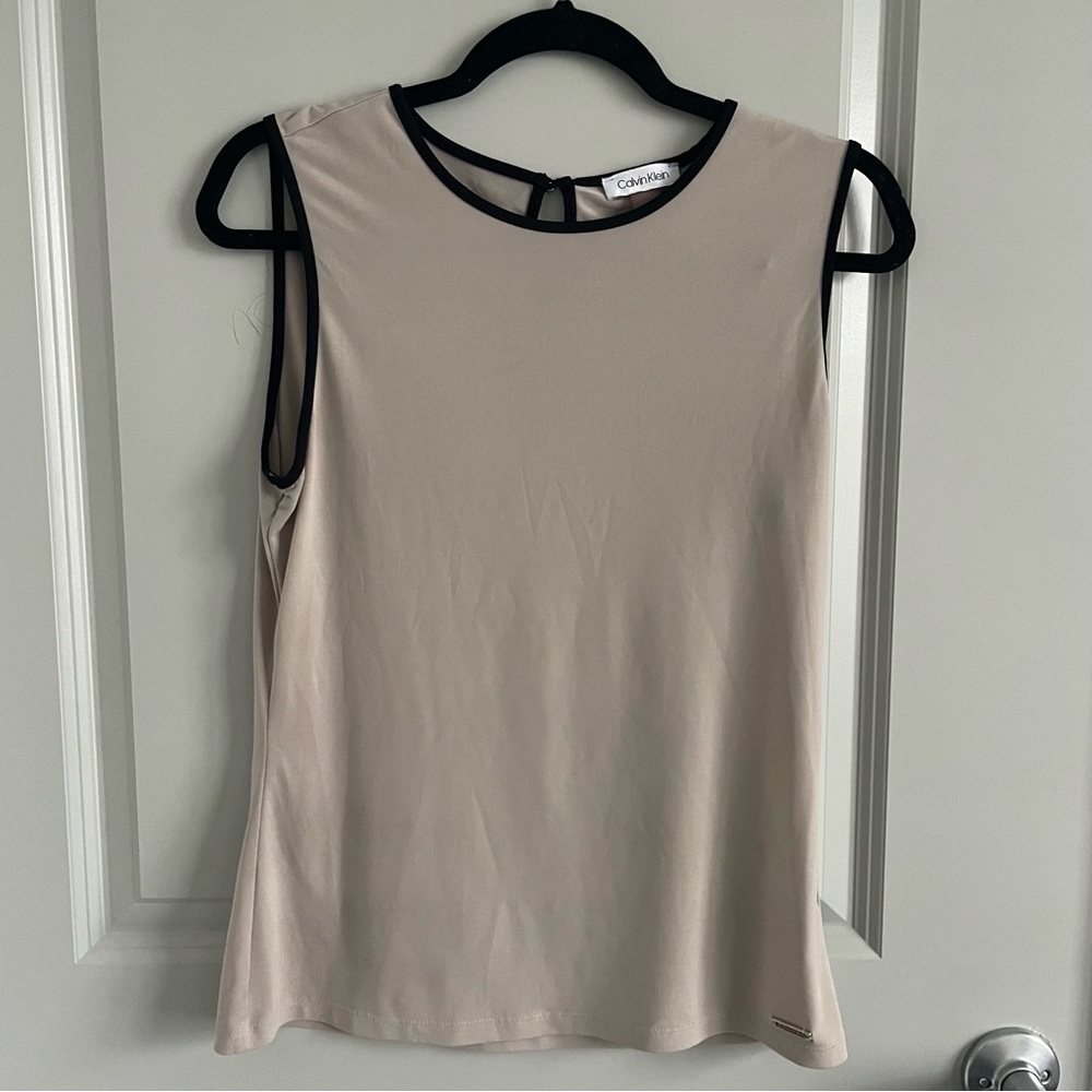 Calvin Klein Women's Taupe Sleeveless Blouse